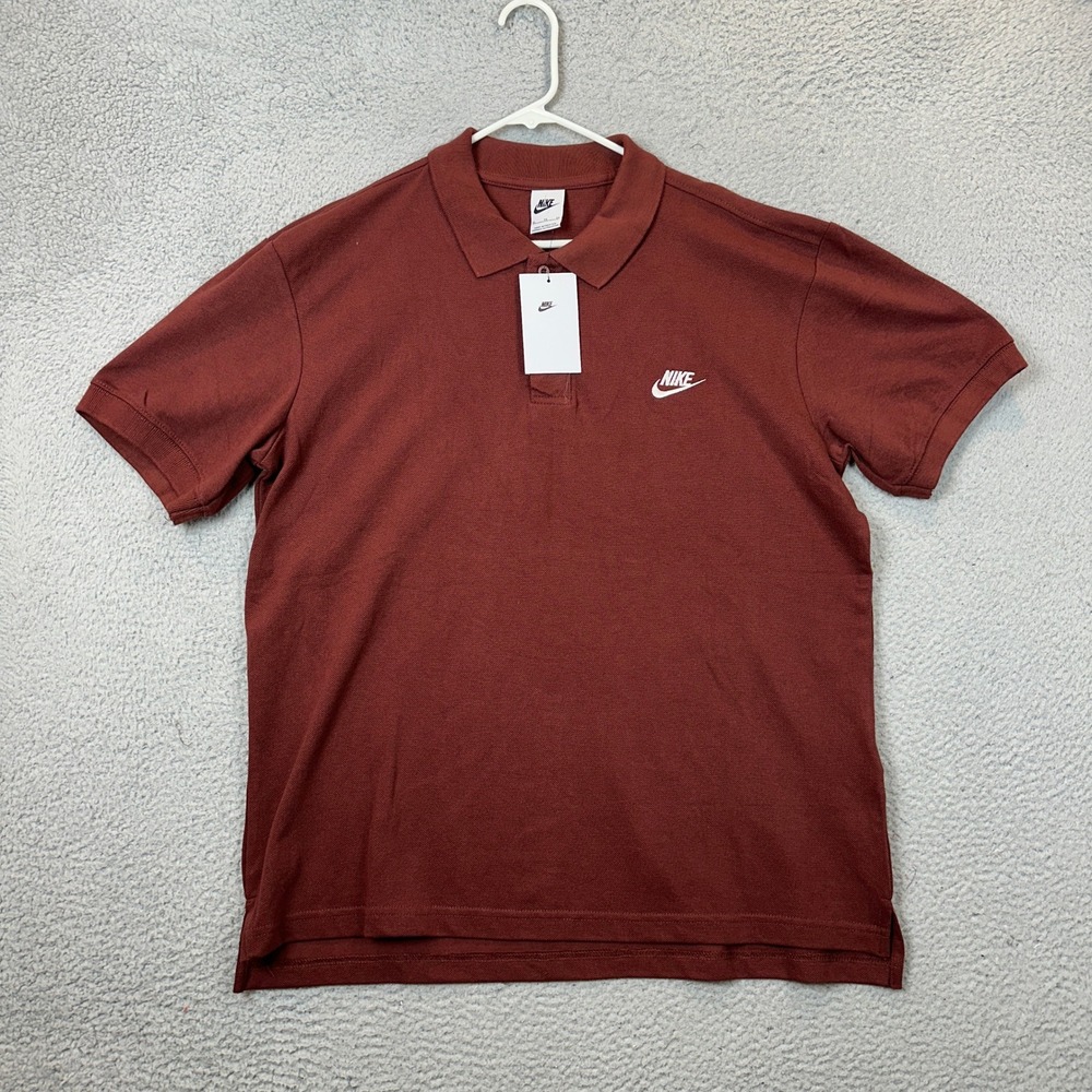 Nike Polo Shirt Mens XL Sportswear Burgundy Embroidered Logo NEW